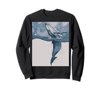 Ballena Gigante Azul Superficies Bajo Un Velero Y Cielo Nublado Sudadera