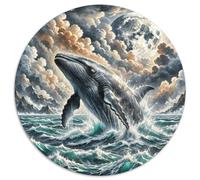 Ballena Gigante rompiendo Abismo 2 1000 Piezas Rompecabezas Rompecabezas Redondo para 14 Años O Más Juego Familiar Pasatiempos Aprendizaje Juguetes 1000pcs (67.5x67.5cm)