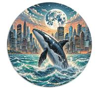 Ballena Gigante rompiendo Abismo 7 1000 Piezas Rompecabezas Animales Rompecabezas Redondo para 14 Años O Más Juego De Habilidad para Toda Aprendizaje Juguetes 1000pcs (67.5x67.5cm)
