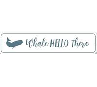 Ballena Hola, Letrero divertido de playa, Bueno, hola juego de palabras, Letrero metálico de amor playero