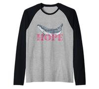 Ballena jorobada Hope Line Art - Diseño detallado de Ballena Camiseta Manga Raglan
