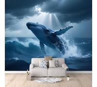 Ballena Jorobada Papel Pintado 500×280cm Paisajes Naturales, Olas Del Mar Y Ballenas. Papel Pintado Fotomurales Pared Tejido No Tejido Decorativos Murales Fotográfico Moderno Decoración de Paredes