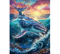 Ballena Nadando en el océano Rompecabezas 500 Piezas Cartón Grueso para Parejas Sueño Mágico de Ciencia Ficción para Enmarcar Decoración Mural Pieza De Colección Original 500 PCS