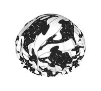 Ballena Orca Asesina,Gorro de ducha, gorro de noche, gorro de baño elástico impermeable de doble capa, reutilizable para el cabello.