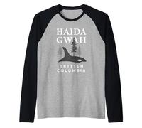 Ballena Orca Columbia Británica Vintage Camiseta Manga Raglan