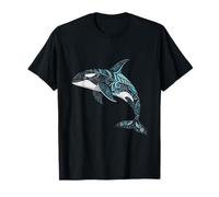 Ballena Orca estilizada en diseño floral del océano Camiseta