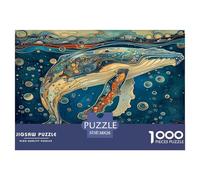 Ballena Puzzle 1000 piezas Océano Puzzles Juego Educativo Desafío Juguetes Decoración De Pared De La Casa De Cartón 100% Reciclated Regalos para Mujeres, Regalos para Hombres 38x26cm/1000pcs