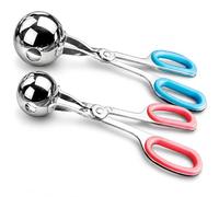 Baller de carne, 2 piezas fabricante de albóndigas sin palillo con asas antideslizantes desmontables, pinzas de hielo, cuchara para masa de galletas para cocina (3.5 cm y 4.5 cm)