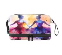 Ballerina Dacing Girls - Neceser de doble capa para mujeres y niñas, neceser de viaje, bolsa organizadora de maquillaje con compartimento para cepillos, multicolor, 27x15x14 cm/10.6x5.9x5.5 in,