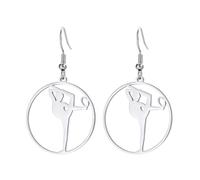 Ballerina Pendientes de Gimnasia Femenina Acero Inoxidable Elegante Volteado Gimnasta Ballet Swing Pendientes Inspiración Joyas (plata 6)