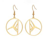 Ballerina Pendientes de Gimnasia Femenina Acero Inoxidable Elegante Volteado Gimnasta Ballet Swing Pendientes Inspiración Joyas (oro 3)