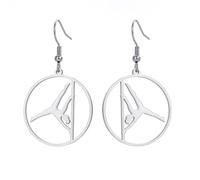 Ballerina Pendientes de Gimnasia Femenina Acero Inoxidable Elegante Volteado Gimnasta Ballet Swing Pendientes Inspiración Joyas (plata 3)