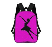 Ballerina Silhouette - Elegant Dance on Pink Mochila Escolar De Moda Para Estudiantes, Adecuada Para Niños Y Niñas, Mochila Informal Para Viajes Al Aire Libre, Esencial Para El Día A Día 17inch