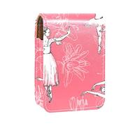 Ballerinas Ballet Girl Fondo Lip Gloss Holder Estuche Portátil Mini Lápiz Labial Caja de Almacenamiento de Lápiz Labial Viaje Estuche Orgánico con Espejo para Mujer, Varios colores, 9.5x2x7 cm/3.7x0.8x2.7 in