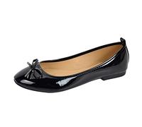 Ballerinas Damen Elegant Leder Balerinaschuhe Klassische Flache Schuhe Runde Zehe Mokassin Slip-On Sommerschuhe Leicht Bequem Walking Schuhe Weiche Sohle Rutschfest Einzelneschuhe, Aaa Schwarz, 40 EU