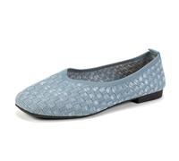 Ballerinas genéricas para mujer, bailarinas planas ligeras, cómodas, zapatos de caminar, para mujer, para ponerse zapatos planos, transpirable, bailarina con punta redonda, color sólido, azul celeste