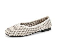 Ballerinas genéricas para mujer, bailarinas planas ligeras, cómodas, zapatos de caminar, para mujer, para ponerse zapatos planos, transpirable, bailarina con punta redonda, color sólido, beige, 37 EU