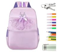 Ballet Dance Backpack, Princess Dress School Bags, Cute Ballet Daypack, Casual Backpack with Storage Pockets, 14.17x11.02x4.33 Inch Ideal for Travel, Pink, Orange, Green and Violet
