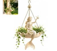Ballet Dancer Hanging Planter,Resin Mermaid Flower Pot with Metal Chains,Whimsical Ballerina Flower Basket Vase Garden Bowl,for Succulents Vines Greenery Porch Patio Balconie Decor