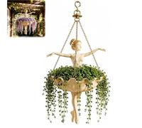 Ballet Dancer Hanging Planter,Resin Mermaid Flower Pot with Metal Chains,Whimsical Ballerina Flower Basket Vase Garden Bowl,for Succulents Vines Greenery Porch Patio Balconie Decor