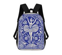 Ballet Dancer in Floral Frame Mochilas Impresas En 3D Para Niños 17inch Mochilas De Moda Informales Para El Día A Día, Bolsas De Viaje, Mochilas Informales Para Exteriores Para Niños Y Niñas