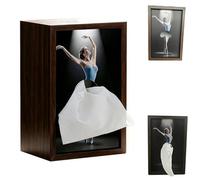 Ballet Dancer Tissue Box,Decorative Dancing Figure Facial Tissue Dispenser,Wood Unique Flying Skirt Tissues Boxes Holder,Girl Dress Desktop Decorative Tissues Container for Home,Office (A)