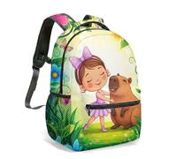 Ballet Girl & Capybara - Mochila infantil de 40,6 cm, diseño floral de cuento de hadas, 01., L, Casual