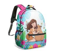 Ballet Girl & Capybara - Mochila infantil de 40,6 cm, diseño floral de cuento de hadas, 02., L, Casual
