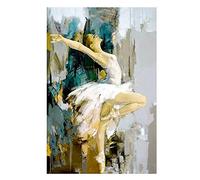 Ballet Girl Pintura al óleo Lienzo moderno estirado Marco de madera maciza Pintura al óleo pintada a mano pura Pintura abstracta de la pared de Ballet Girl,60x90cm