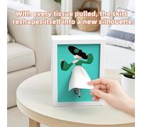 Ballet Girl Tissue Box with Touch Light,Flying Skirt Tissue Box with 3 Replaceable Patterns,Elegant Ballerina Dance Tissues Dispenser Night Light for Bedroom,Desk,Living Room,Home Decor