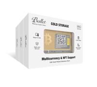 Ballet Real Bitcoin Gold Edition 3-Pack - 3 billeteras frías físicas 24K chapadas en Oro, 100% Offline sin batería/Bluetooth/USB ni firmware, compatibles con Ballet Crypto App