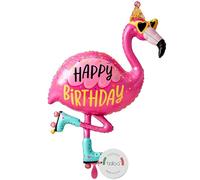 Balloa - Balón de aluminio XXL con flamenco rosa Happy Birthday, globo de helio para niña (105 cm)