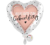 balloa Globo con forma de corazón rosa con texto en inglés "Alles Gute zum Geburtstag", regalo elegante de cumpleaños para mujeres y niñas, decoración elegante para cumpleaños o aniversario, 33 cm