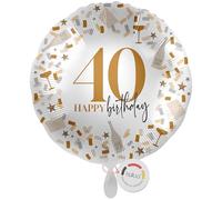 balloa Globo de aluminio 40, globo redondo de helio para 40 cumpleaños, regalo para hombres o mujeres, decoración para fiestas de cumpleaños redondas, globo de aluminio rellenable con aire o helio