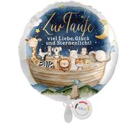 balloa Globo de aluminio para bautizo Arca de Noé con animales y cielo estrellado, regalo para bautizo para niños y niñas, globo de helio, decoración decorativa para iglesia hogar y celebración, 33 cm