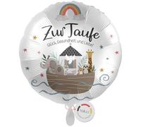 balloa Globo de aluminio para bautizo Arca de Noé con arco iris, regalo para bautizo para niños y niñas, globo adecuado para helio, decoración para bautizo iglesia y hogar, regalo de bautizo moderno