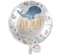 balloa Globo de aluminio para bautizo, ballena con elementos marinos, regalo para bautizo para niños y niñas, globo adecuado para helio, decoración decorativa para iglesia en casa y bautismo, regalo
