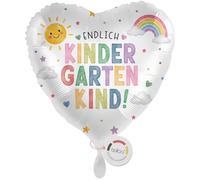 balloa Globo de aluminio por fin para guardería, globo de corazón con arco iris, globo de helio para iniciar la guardería, regalo para niños de jardín de infantes, globo Kita Start Decoración, 33 cm