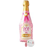 balloa Globo de aluminio XXL botella de champán Pop the Bubbly, globo de helio rosa dorado, decoración para fiestas, botella de champán, regalo de cumpleaños o aniversario, decoración de fiesta, globo
