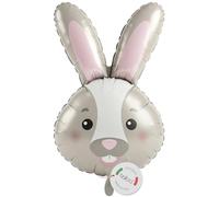 balloa Globo de aluminio XXL con cabeza de conejo de Pascua, globo de helio, decoración de cumpleaños infantil, conejo para Pascua, fiesta infantil, decoración de primavera, regalo de cumpleaños