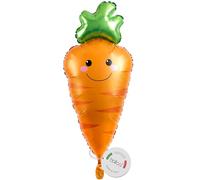 balloa Globo de aluminio XXL con cara sonriente de zanahoria, globo de helio, decoración para fiestas infantiles, globos de cumpleaños para fiestas de verduras, cumpleaños infantiles, regalo para