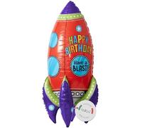 balloa Globo de aluminio XXL con cohete Happy Birthday, globo de helio, espacio exterior, cohete para fiestas, cumpleaños infantiles, regalo de cumpleaños, decoración de fiestas, globos de cumpleaños