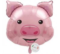 balloa Globo de aluminio XXL con diseño de cerdito de granja, diseño de animales, globo de helio con animales, para cumpleaños infantiles, decoración de fiestas, color rosa, regalo de cumpleaños