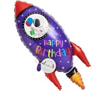 balloa Globo de aluminio XXL con diseño de cohete Happy Birthday, globo de helio, decoración del espacio, globo de cohete para fiestas, cumpleaños infantiles, regalo de cumpleaños espacial, decoración