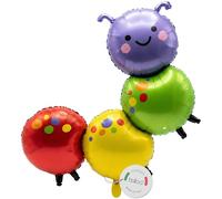 balloa Globo de aluminio XXL con forma de oruga colorida, globo de helio, diseño de animales, prado de flores, globos de orugas y mariposas para fiestas, cumpleaños infantiles, regalo de cumpleaños