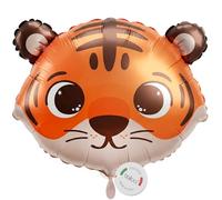 balloa Globo de aluminio XXL Happy Tiger con diseño de animales, globo de helio, decoración de cumpleaños infantil, diseño de safari, para fiestas, celebraciones en la selva, regalo de cumpleaños para