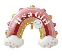 balloa Globo de aluminio XXL Its a Girl arco iris, globo de helio para nacimiento, regalo para baby shower, globo rosa, decoración para recién nacidos, decoración de fiestas, baby shower niña, globo