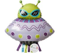 balloa Globo de aluminio XXL OVNI Alien, globo de helio, decoración del espacio, globo extraterrestre para fiesta, cumpleaños infantil, regalo de cumpleaños espacial, decoración de fiesta, globo de