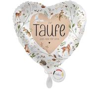balloa Globo de aluminio XXL para bautizo con animales salvajes, regalo para bautizo para niños y niñas, globo adecuado para helio, decoración decorativa para bautizo de cumpleaños, globo de corazón