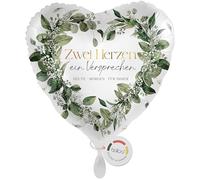 balloa Globo de aluminio XXL para boda, dos corazones una promesa de corazón, globo de helio, para decoración de bodas, fiestas, regalo para bodas y novios, decoración de boda, 53 cm